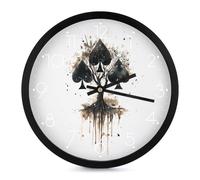 Aces of Spades Tree Modern Wall Clock 10 Inch Non Ticking Silent Quartz Round Clocks for Home Office Decor