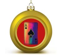 Aces Playing Card Rainbow Funny Christmas Ball Ornaments Plastic Hanging Xmas Tree Baubles 2.4 Inch Holiday Decor