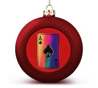Aces Playing Card Rainbow Funny Christmas Ball Ornaments Plastic Hanging Xmas Tree Baubles 2.4 Inch Holiday Decor