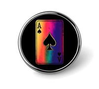 Aces Playing Card Rainbow Round Brooches Colorful Fashion Button Pins Badge for Backpacks Shirts Scarf