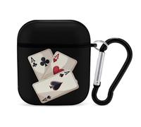 Aces Playing Cards Earphone Case PC Bluetooth Headphone Case Compatible with Airpods 1/Airpods 2 Black-style