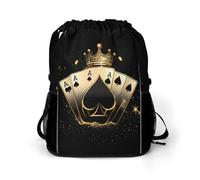Aces Playing Cards Gym Bag with Shoe Compartment 30L Backpack | Personalised Drawstring Bags for Men Women Workout Travel Water Resistant String Backpack