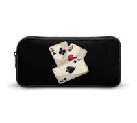 Aces Playing Cards Large Pencil Case Big Capacity Pencil Pouch Pen Bag Marker Pen Case for Women Men