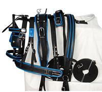 ACES SINGLE HORSE NYLON DRIVING CART HARNESS SET TWO TONE BLACK/BLUE (FULL)