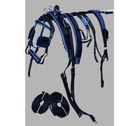 ACES SINGLE HORSE NYLON DRIVING CART HARNESS SET TWO TONE BLACK/BLUE (PONY)