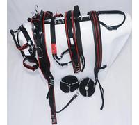 ACES SINGLE HORSE NYLON DRIVING CART HARNESS SET TWO TONE BLACK/RED (PONY)