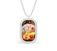 Aces-Spades Dice Fire Flaming Women's Necklaces Lightweight Alloy Pendant Diamond Necklace Ladies Jewelry Gift