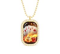 Aces-Spades Dice Fire Flaming Women's Necklaces Lightweight Alloy Pendant Diamond Necklace Ladies Jewelry Gift