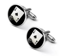 Aces-Spades Playing Card Dice Elegant Men’s Cufflinks Lightweight Alloy Cuff Links Clothing Accessories for Shirts Formal 2.0cm