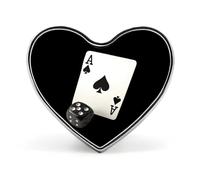 Aces-Spades Playing Card Dice Unisex Novelty Brooches & Pins Heart Metal Lapel Badge for Clothing Shawl Hat