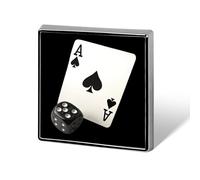Aces-Spades Playing Card Dice Unisex Novelty Brooches & Pins Square Metal Lapel Badge for Clothing Shawl Hat