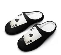 Aces-Spades Playing Card Dice Women's Cotton Slippers Winter Warm Slip-on House Shoes with Anti-Skid Rubber Sole 9-10（40-41）
