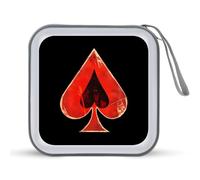Aces-Spadeses Poker Portable Zipper CD Case 40 Capacity DVD Collection Holder for Car Office Home Travel