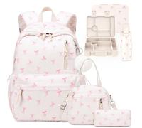 ACESAK Backpack for Girls, Beige Bow Tie, L, Backpack