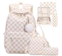 ACESAK Backpack for Girls, Khaki Chessboard, L, Backpack