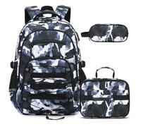 ACESAK Camo Backpack for Boys, Kids Backpack Boys, School Bags for Boy Children Teens Kids Elementary Middle High School, Black Blue Camo