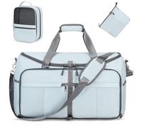 ACESAK Foldable Garment Bags for Travel, 2 in 1 Convertible Carry On Travel Garment Duffel Bag for Women with Toiletry & Shoe bag, Hanging Suitcase Suit Travel Bags for Men Women Gift (Blue)