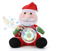 Aceshop Animated Plush Santa Claus Dolls, 11 inch Stuffed Musical Toy with LED Lights, Snow Globe Singing Christmas Toy Xmas Gifts for Kids (Red)
