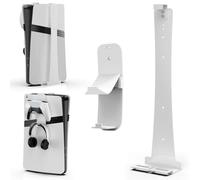 Aceshop PS5 Wall Mount, Wall Bracket for PS5/PS5 Slim/PS5 Pro (Disc and Digital) Steel Playstation 5/PS5 Slim/PS5 Pro Wall Mount Bracket with Controller Holder & Headphone Hanger Screws Sponge (White)