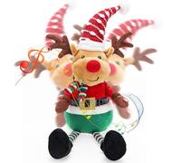 Aceshop Singing Dancing Repeating Christmas Elk, Christmas Elk Toy Stuffed Plush Elk Dolls Interactive Electric Christmas Ornaments Stuffed Toy Wiggle Singing Xmas Musical Doll Xmas Gifts for Kids