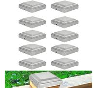 ACESOME 10 Pcs Fence Post Caps, Silver Metal Post Caps, Galvanized Iron Square Banister Toppers, Weatherproof Post Covers, Fence Toppers for Garden Protection and Decoration (70 * 70mm)