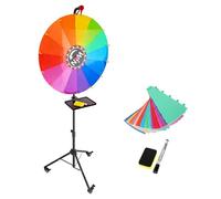 ACESOME 23.62 Inch Spin the Wheel, Adjustable Height 14 Slots Spinning Wheel, Colorful Prize Wheel with Dry Erase Markers and Eraser for Party, Game, Pub, Carnival (With Wheels)