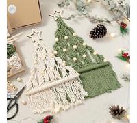 ACESOME 2PCS Macrame Tree Kit, Christmas Tree Macrame DIY Weaving Material Kit, Macrame Wall Hanging, Christmas Crafts Ideas Gifts, Craft Kits for Adults with Tassels Tutorial with Instructions