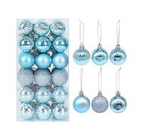 ACESOME 36pcs 40mm Christmas Baubles, Plastic Tree Decoration Baubles Ornaments, Hanging Balls Sets for Holidays Home Xmas Party Decoration (Light Blue)