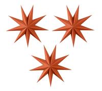 ACESOME 3Pcs 9 Pointed Christmas Star Paper Decorations, Thick Cardboard Christmas Hanging Ornament, Hanging Lamp Paper Decorations, Star Lampshade for Birthday, Party, Home Decorations (Orange)