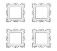 ACESOME 4PCS Light Switch Surrounds - Resin Single Switch Cover Surrounds, Square Wall Socket Stickers for Home Decoration, Living Room, Office (Silver)