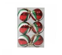 ACESOME 6 Pieces 60mm Christmas Balls Decoration, Xmas Baubles Tree Balls, Delicate Xmas Theme Painting & Glittering Pendants Decorative, Hanging Ornament Home Party Decoration (Red green)