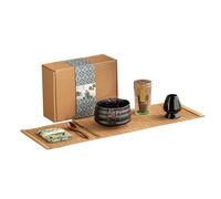 ACESOME 7 Pcs Matcha Whisk Set, Japanese Matcha Set Whisk (Chasen) and Bowl, Chasen Stand, Tea Spoon, Chashaku, Mat, Chakin (Tea Cloth), Macha Whisk Set for Tea Lovers, Matcha Making kit (Black)