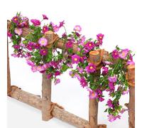ACESOME Artificial Daisies Flowers Garland, 6.9FT Daisy Decoration Faux Flowers Vines, Plastic+Silk Flowers Hanging, Daisy Vine Flower Garland with Green Leaves for Arch Garden Home Decor (Purple)
