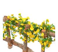 ACESOME Artificial Daisies Flowers Garland, 6.9FT Daisy Decoration Faux Flowers Vines, Plastic+Silk Flowers Hanging, Daisy Vine Flower Garland with Green Leaves for Arch Garden Home Decor (Yellow)
