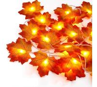 ACESOME Autumn Decorations, Fall Maple Leaf Orange Fairy Lights, Battery Operated (Not Include) Autumn Leaf String Lights, Autumn Garland with Lights for Halloween Christmas (1.5m 10Led)