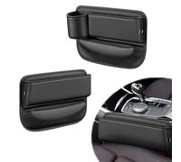 ACESOME Car Side Pocket Organizer, PU Leather Front Side Gap Filler Storage Organiser, Car Seat Gap Filler Storage Accessories, Car Storage Box for Key, Phone, Wallet (1Pcs Upright+1Pcs Cup Holder)