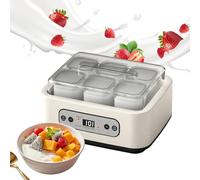 ACESOME Digital Yoghurt Maker, 1500ML Yogurt Maker with LED Display & Timer, 6×250ML Square Glass with Lid, Adjustable Temp & Timer Yoghurt Maker for Organic, Healthy, Natural Yogurt Breakfast