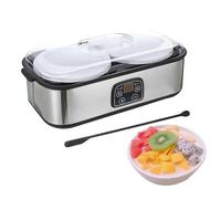 ACESOME Digital Yoghurt Maker, 2000ML Stainless Steel Electric Yogurt Maker with 2 ×940ml Glass Jars & 1×Spoon, Adjustable Temperature & Timer Yogurt Maker for Healthy, Natural Yogurt Breakfast