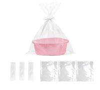 ACESOME Gift Basket Empty, Small Woven Basket with Bags & Ribbon, Hamper Baskets for Gifts Empty, Toy Baskets with Handle, Hamper Kit for Graduations, Christmas, Storage, Birthday (Pink, 1Pcs)