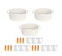 ACESOME Gift Basket Empty, Small Woven Basket with Bags & Ribbon, Hamper Baskets for Gifts Empty, Toy Baskets with Handle, Hamper Kit for Graduations, Christmas, Storage, Birthday (White, 3Pcs)