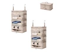 ACESOME Hanging Storage, 5-Shelf WaterproofSuitcase Organiser Bags, Cube Wardrobe Storage Organiser, Collapsible Travel Laundry Bag, Large Capacity Instant Wardrobe for Suitcase (2Pcs)