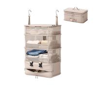 ACESOME Hanging Storage, 5-Shelf WaterproofSuitcase Organiser Bags, Cube Wardrobe Storage Organiser, Collapsible Travel Laundry Bag, Large Capacity Instant Wardrobe for Suitcase (1Pcs)