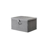 ACESOME Key Lock Storage Box, Collapsible Storage Box with 4 Keys, Grey Storage Boxs with Lid, Fabric Closet Organizer for Toys, Bedding, T-shirts, Medicines (30 × 20 × 14 cm)