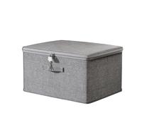 ACESOME Key Lock Storage Box, Collapsible Storage Box with 4 Keys, Grey Storage Boxs with Lid, Fabric Closet Organizer for Toys, Bedding, T-shirts, Medicines (40 × 30 × 21 cm)