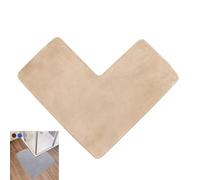 ACESOME L-Shaped Corner Shower Mat, 80x80cm Absorbent Non Slip Bath Mat, Coral Fleece Bathroom Carpet, Supersoft Machine Washable Bath Mat for Corner Showers, Tubs (Camel)