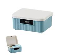 ACESOME Lockable Storage Box, ABS Lockable Box with Code, Medicine Organizer Box, 2 Layer Medication Storage Box, Lockable Box with Code (Blue, 9L)