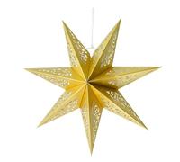 ACESOME Paper Star Lampshade, 45cm Christmas Stars Hanging Decorations, 7 Pointed Star Paper Light Shade, 3D Hanging Lampshade for Christmas, Wedding, Birthday, Home Decorations,No Light (Gold)