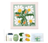 ACESOME Punch Needle Frame kit, Floral Pattern Suitable for Children, Women, Elderly Adult Starter Hand Punching Needle Hoop Kit 25 * 25 cm (9.84 * 9.84 inches), Green