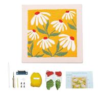 ACESOME Punch Needle Frame kit, Floral Pattern Suitable for Children, Women, Elderly Adult Starter Hand Punching Needle Hoop Kit 25 * 25 cm (9.84 * 9.84 inches), Yellow