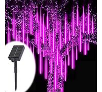 ACESOME Solar Outdoor Christmas Lights, Meteor Shower Lights, 30CM 8 Tube Icicle Lights Outdoor, Waterproof Falling Rain Light for Halloween, Xmas Decorations, Window, Wedding & Party (Purple)